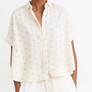Madewell Cream and Orange Floral Top